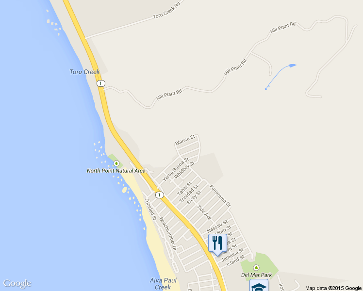 map of restaurants, bars, coffee shops, grocery stores, and more near 521 Dawson Street in Morro Bay