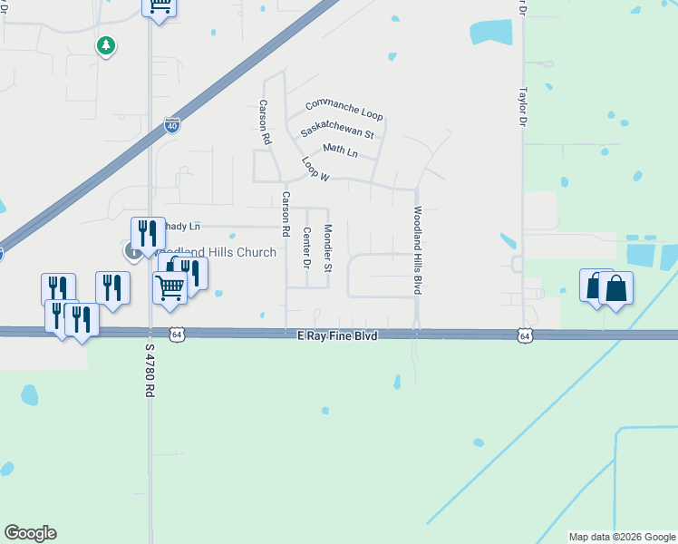 map of restaurants, bars, coffee shops, grocery stores, and more near 146 Roberts Loop North in Roland