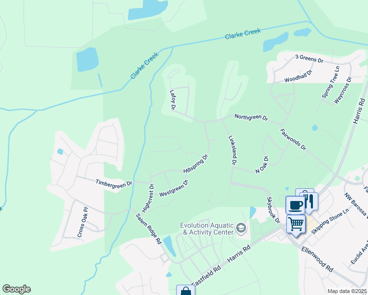 map of restaurants, bars, coffee shops, grocery stores, and more near 14605 Greenpoint Lane in Huntersville