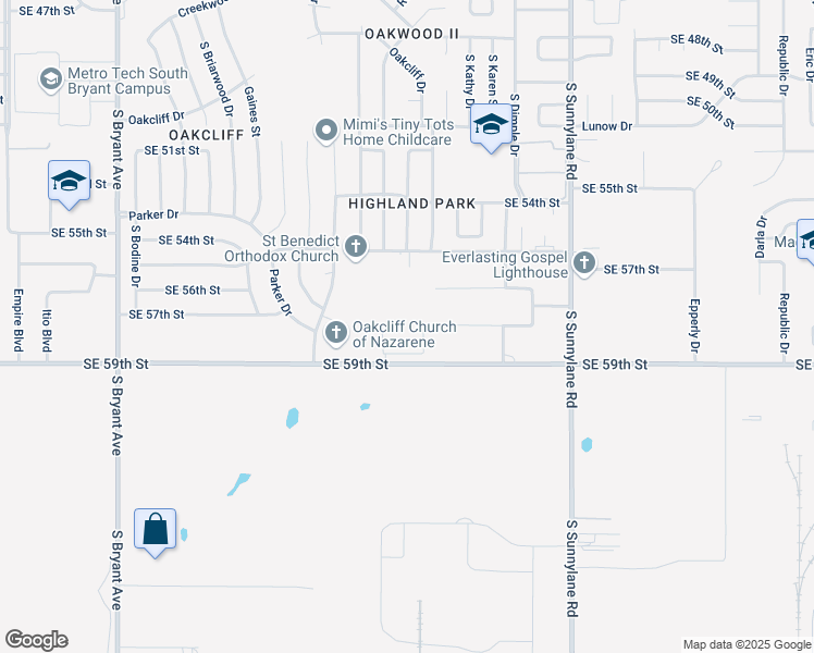 map of restaurants, bars, coffee shops, grocery stores, and more near 3925 Southeast 59th Street in Oklahoma City