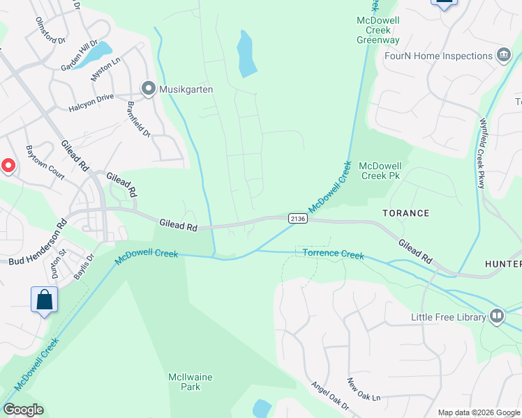 map of restaurants, bars, coffee shops, grocery stores, and more near 8001 Gilead Road in Huntersville