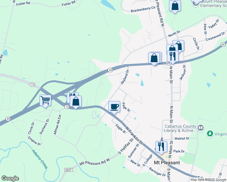 map of restaurants, bars, coffee shops, grocery stores, and more near 742 Skyland Drive in Mount Pleasant