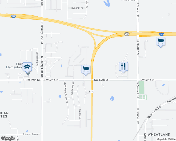 map of restaurants, bars, coffee shops, grocery stores, and more near 5820 Shiloh Boulevard in Oklahoma City