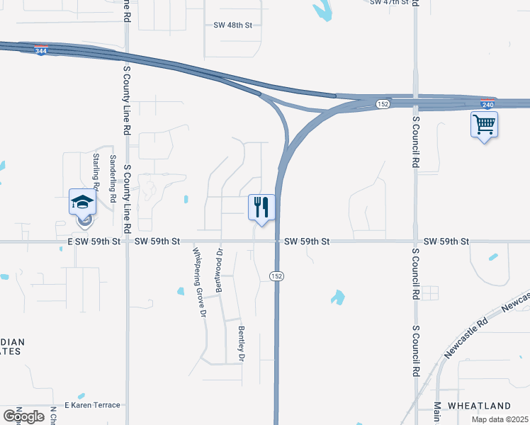 map of restaurants, bars, coffee shops, grocery stores, and more near 5821 Shiloh Drive in Oklahoma City