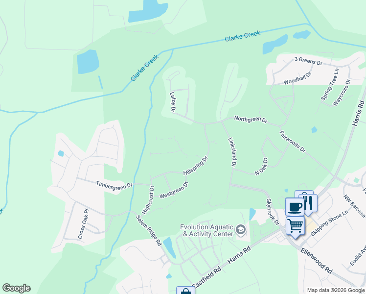 map of restaurants, bars, coffee shops, grocery stores, and more near 14641 Greenpoint Lane in Huntersville