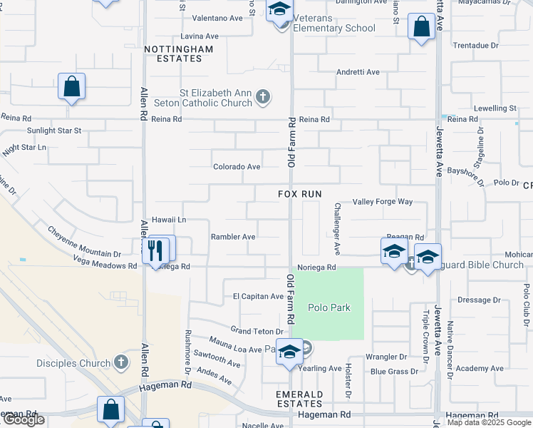 map of restaurants, bars, coffee shops, grocery stores, and more near 12206 Sundance Canyon Drive in Bakersfield