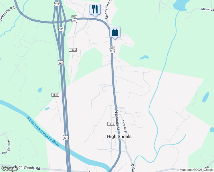 map of restaurants, bars, coffee shops, grocery stores, and more near 366 Armstrong Circle in Lincolnton