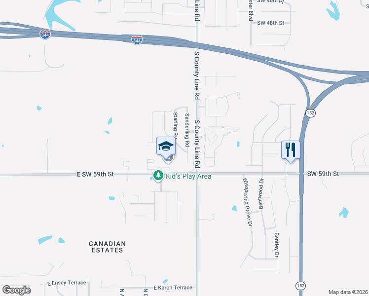 map of restaurants, bars, coffee shops, grocery stores, and more near 5825 Gadwall Road in Oklahoma City