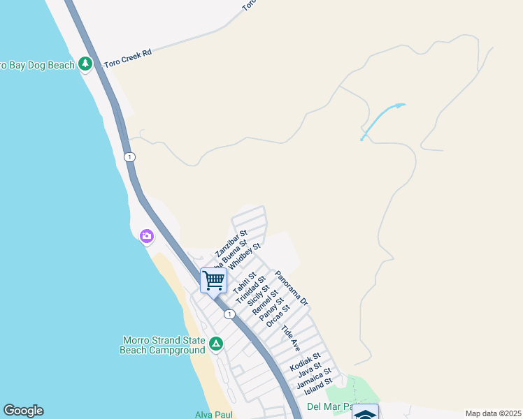 map of restaurants, bars, coffee shops, grocery stores, and more near 596 Dawson Street in Morro Bay