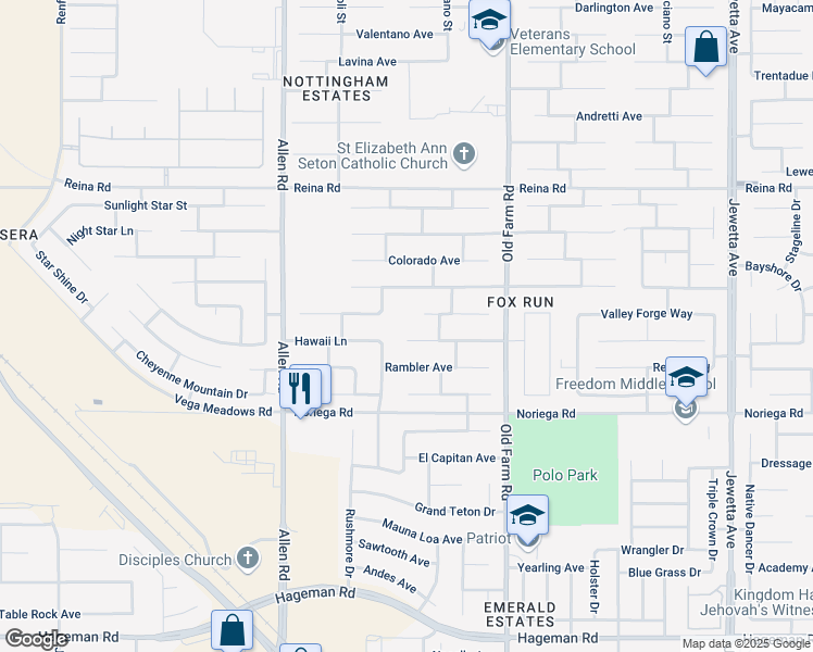 map of restaurants, bars, coffee shops, grocery stores, and more near 12402 Sundance Canyon Drive in Bakersfield