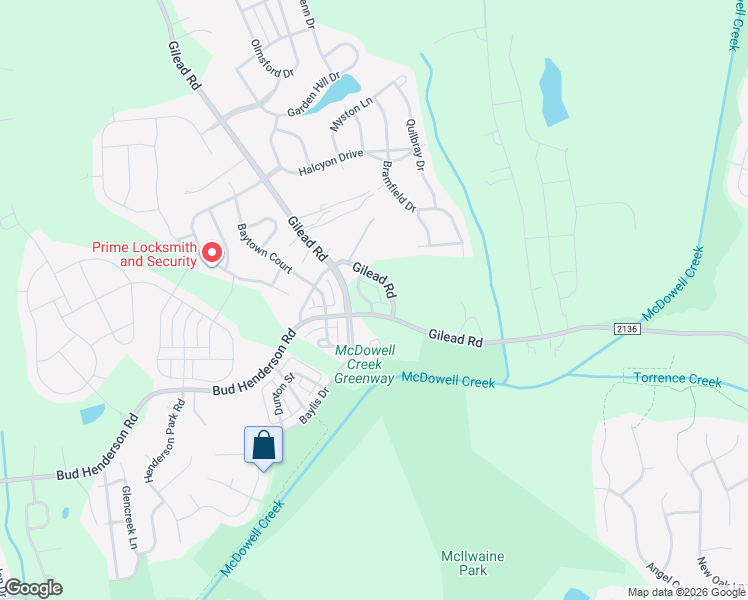 map of restaurants, bars, coffee shops, grocery stores, and more near 13408 De Soto Alley in Huntersville
