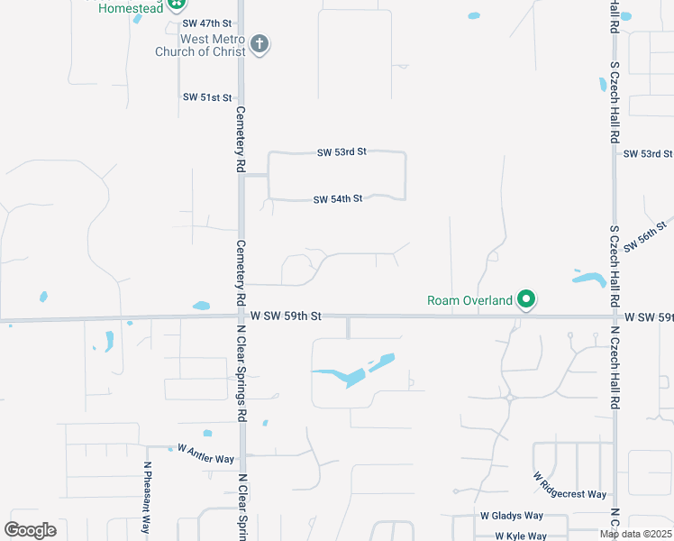 map of restaurants, bars, coffee shops, grocery stores, and more near 12720 Southwest 58th Street in Mustang
