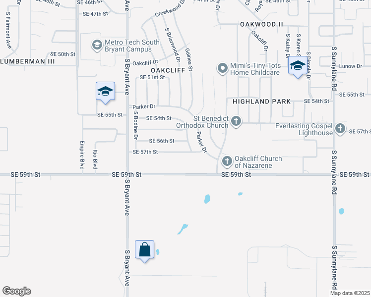 map of restaurants, bars, coffee shops, grocery stores, and more near 3404 Southeast 57th Street in Oklahoma City