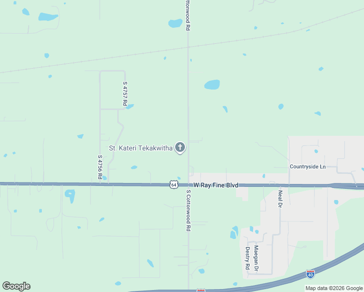 map of restaurants, bars, coffee shops, grocery stores, and more near 111140 South 4760 Road in Muldrow