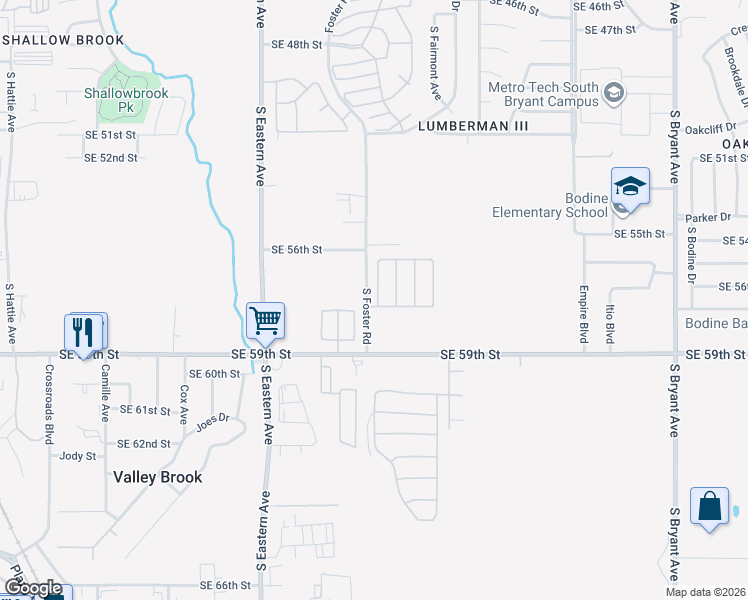 map of restaurants, bars, coffee shops, grocery stores, and more near (2300-2498)-(2301-2499) Southeast 58th Street in Oklahoma City