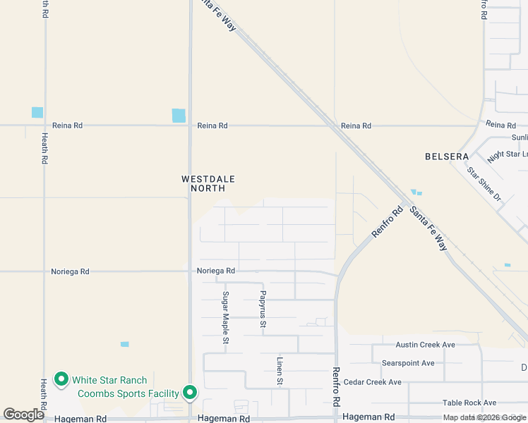 map of restaurants, bars, coffee shops, grocery stores, and more near 14835 Pams Way in Bakersfield