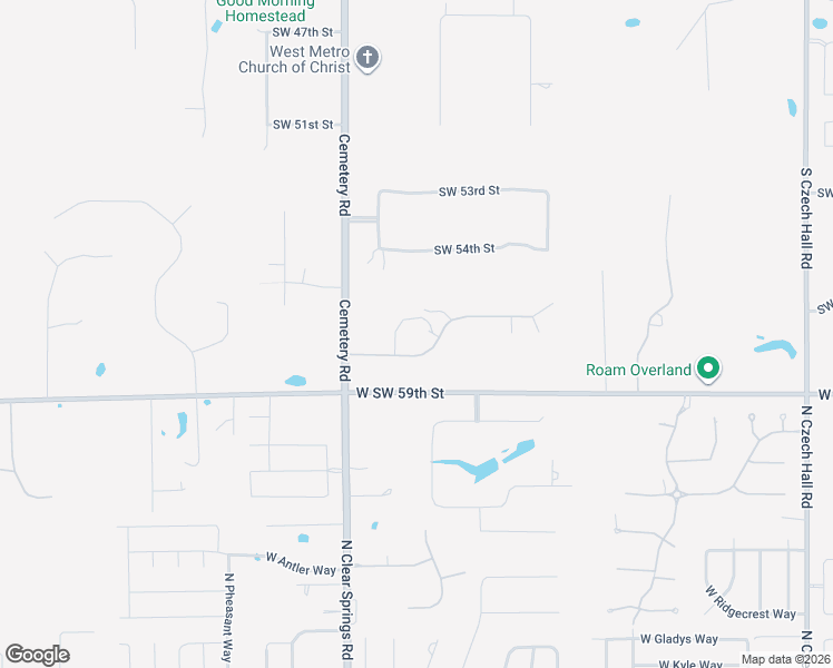 map of restaurants, bars, coffee shops, grocery stores, and more near 12840 Southwest 58th Street in Mustang