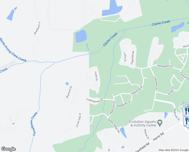 map of restaurants, bars, coffee shops, grocery stores, and more near 10028 Coley Drive in Huntersville
