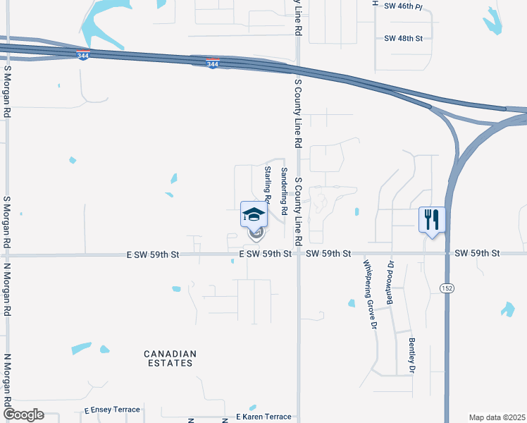 map of restaurants, bars, coffee shops, grocery stores, and more near 5801 Gadwall Road in Oklahoma City