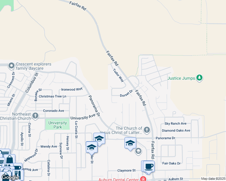 map of restaurants, bars, coffee shops, grocery stores, and more near 5801 Cedar Falls Drive in Bakersfield