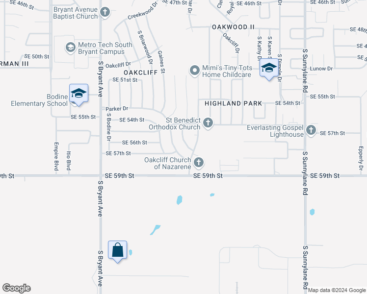 map of restaurants, bars, coffee shops, grocery stores, and more near 5713 Evanbrook Terrace in Oklahoma City