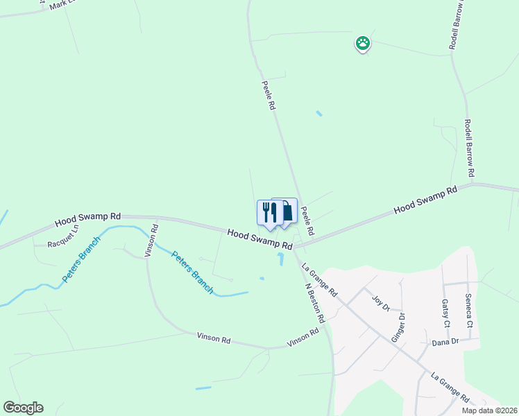 map of restaurants, bars, coffee shops, grocery stores, and more near 1391 Hood Swamp Road in Goldsboro