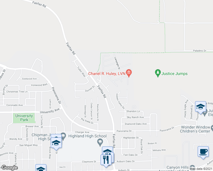 map of restaurants, bars, coffee shops, grocery stores, and more near 6004 Cliffwood Way in Bakersfield