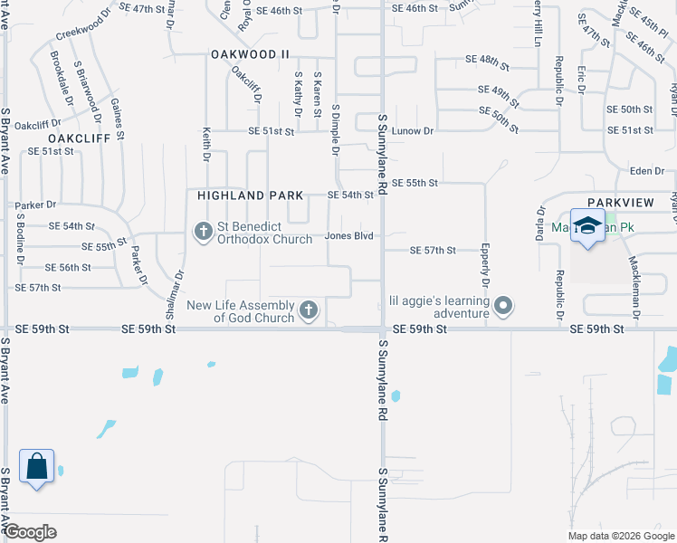 map of restaurants, bars, coffee shops, grocery stores, and more near 4209 Cunningham Drive in Oklahoma City