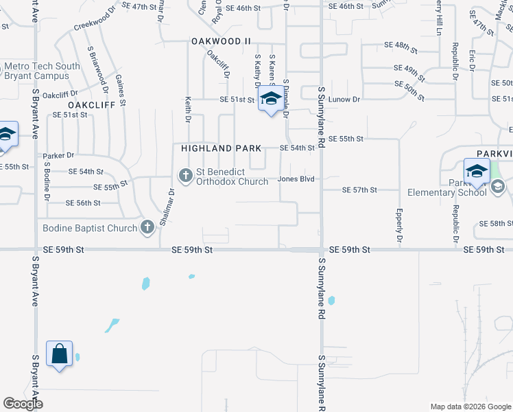 map of restaurants, bars, coffee shops, grocery stores, and more near 4109 Cunningham Drive in Oklahoma City
