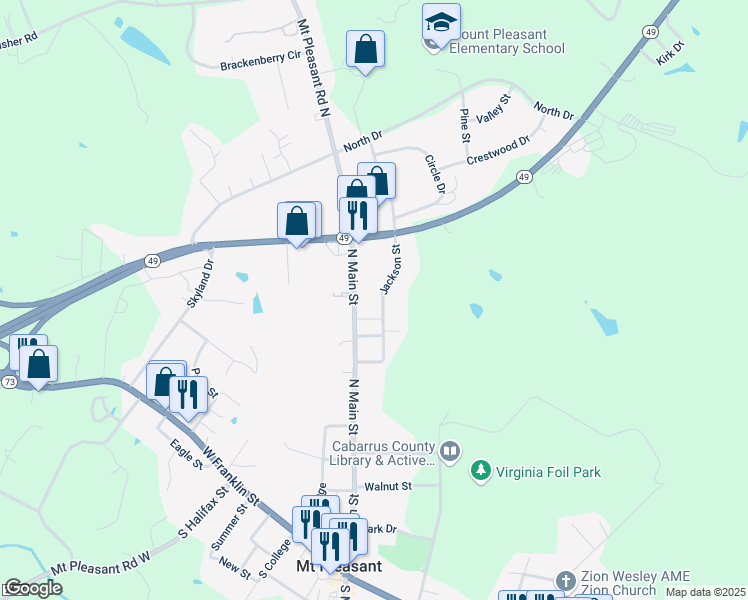 map of restaurants, bars, coffee shops, grocery stores, and more near 608 Jackson Street in Mount Pleasant