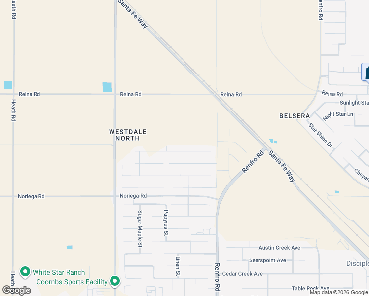map of restaurants, bars, coffee shops, grocery stores, and more near 14724 Pams Way in Bakersfield