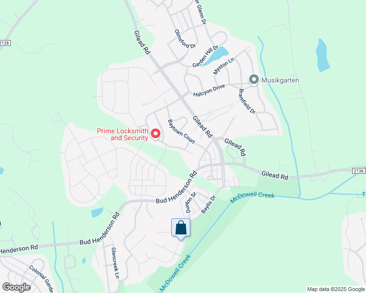 map of restaurants, bars, coffee shops, grocery stores, and more near 9220 Warton Way in Huntersville