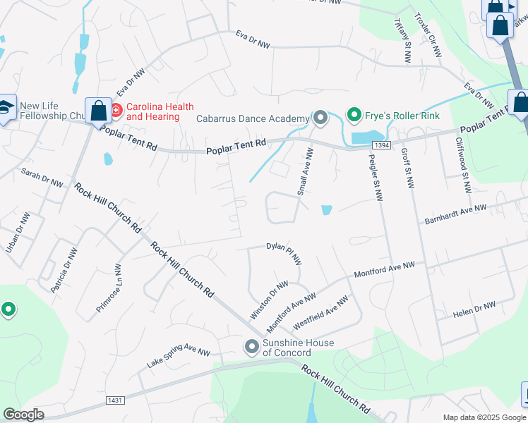 map of restaurants, bars, coffee shops, grocery stores, and more near 2996 Trimble Circle Northwest in Concord