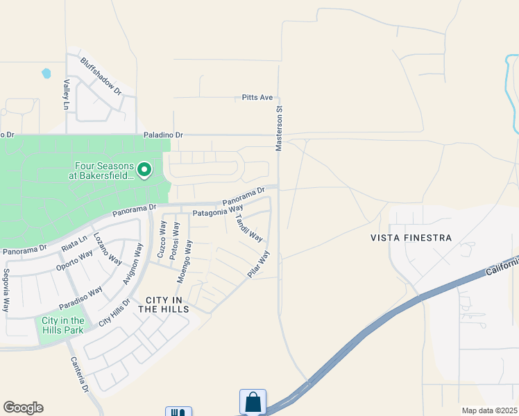 map of restaurants, bars, coffee shops, grocery stores, and more near 11206 Baltra Way in Bakersfield