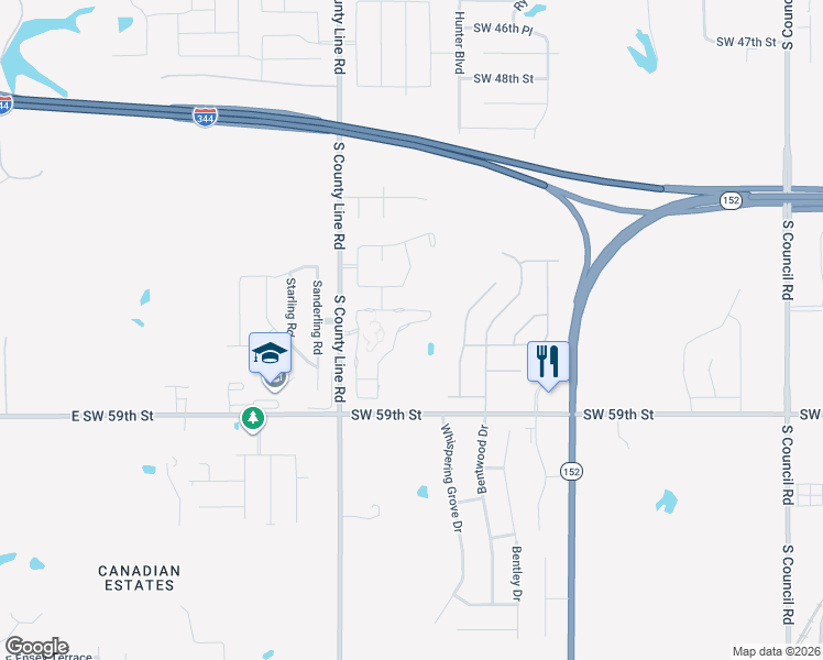 map of restaurants, bars, coffee shops, grocery stores, and more near 8800 Southwest 55th Street in Oklahoma City
