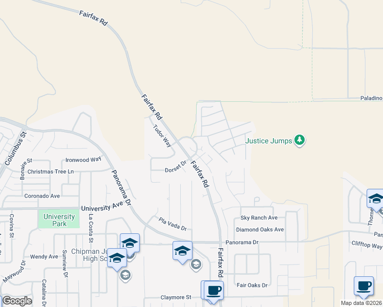map of restaurants, bars, coffee shops, grocery stores, and more near 6110 Royal Coach Circle in Bakersfield