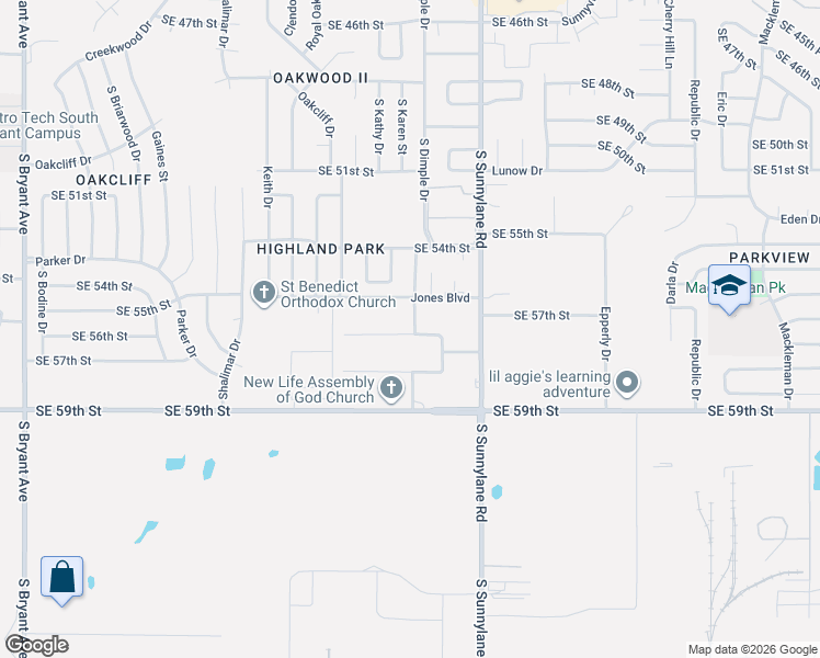 map of restaurants, bars, coffee shops, grocery stores, and more near 4125 Cunningham Drive in Oklahoma City