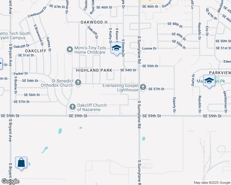 map of restaurants, bars, coffee shops, grocery stores, and more near 4125 Cunningham Drive in Oklahoma City