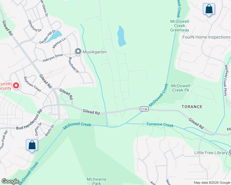 map of restaurants, bars, coffee shops, grocery stores, and more near 14024 Ervin Cook Road in Huntersville