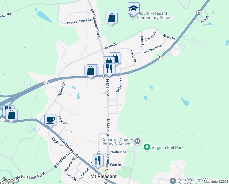 map of restaurants, bars, coffee shops, grocery stores, and more near 608 Jackson Street in Mount Pleasant