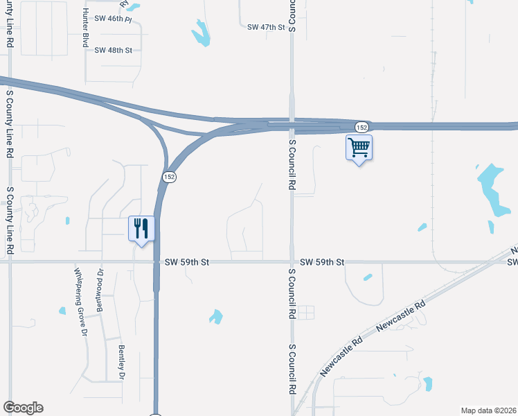 map of restaurants, bars, coffee shops, grocery stores, and more near 5603 Marblewood Drive in Oklahoma City