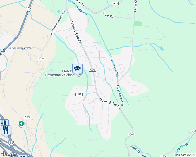 map of restaurants, bars, coffee shops, grocery stores, and more near 68 Fox Briar Drive in Fletcher
