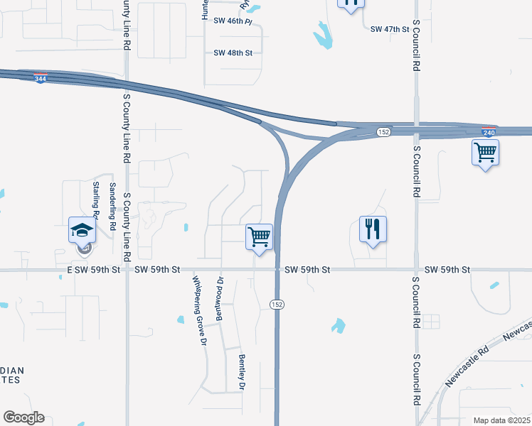 map of restaurants, bars, coffee shops, grocery stores, and more near 5708 Shiloh Drive in Oklahoma City