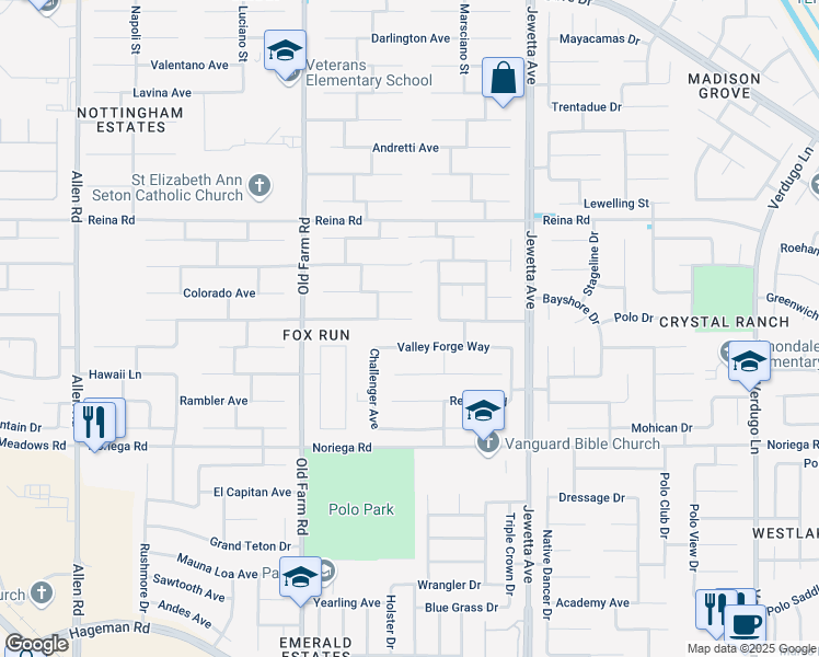 map of restaurants, bars, coffee shops, grocery stores, and more near 11719 Trackside Drive in Bakersfield