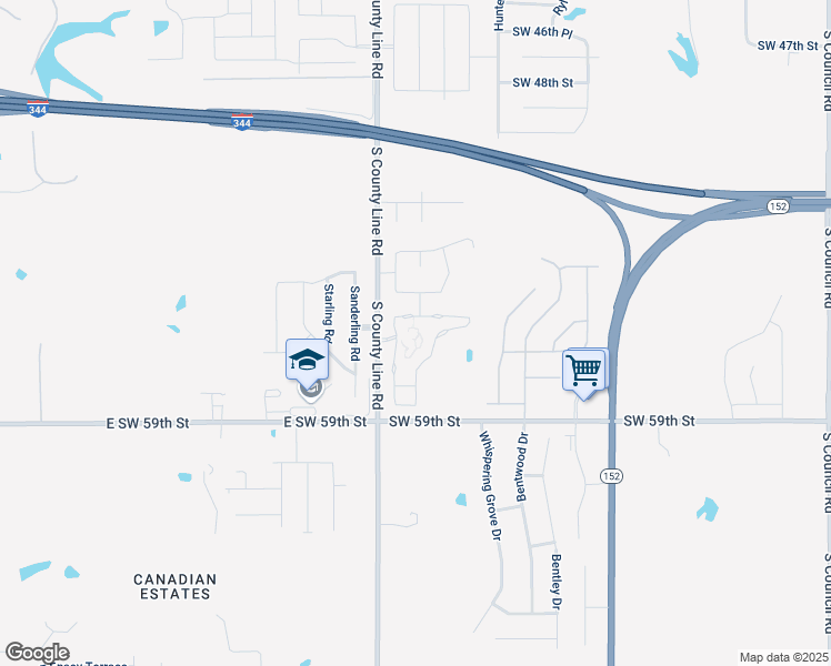 map of restaurants, bars, coffee shops, grocery stores, and more near 5717 Campbell Creek Drive in Oklahoma City