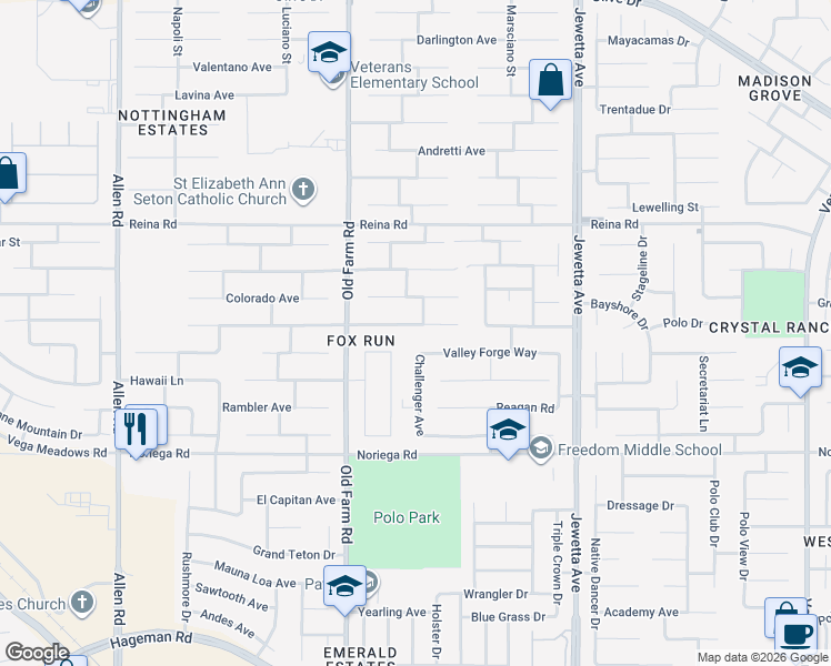 map of restaurants, bars, coffee shops, grocery stores, and more near 11809 Trackside Drive in Bakersfield