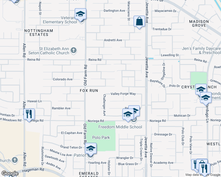 map of restaurants, bars, coffee shops, grocery stores, and more near 11719 Trackside Drive in Bakersfield