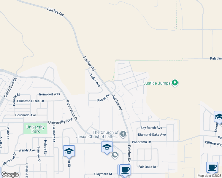 map of restaurants, bars, coffee shops, grocery stores, and more near 6013 Hill Dale Plaza in Bakersfield