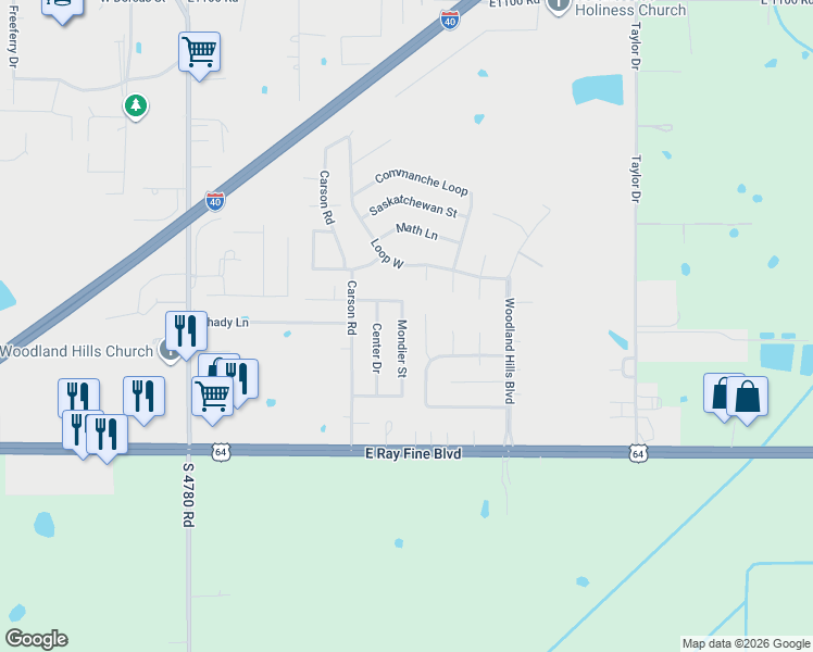 map of restaurants, bars, coffee shops, grocery stores, and more near 112 Mondier Street in Roland