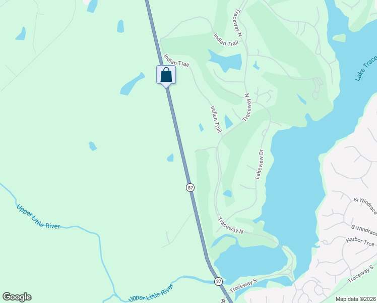 map of restaurants, bars, coffee shops, grocery stores, and more near 30 Traceway North in Sanford